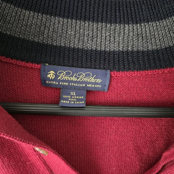 Brooks Brothers Merino Wool XL Men's Dark Red Sweater - Picture 3 of 6